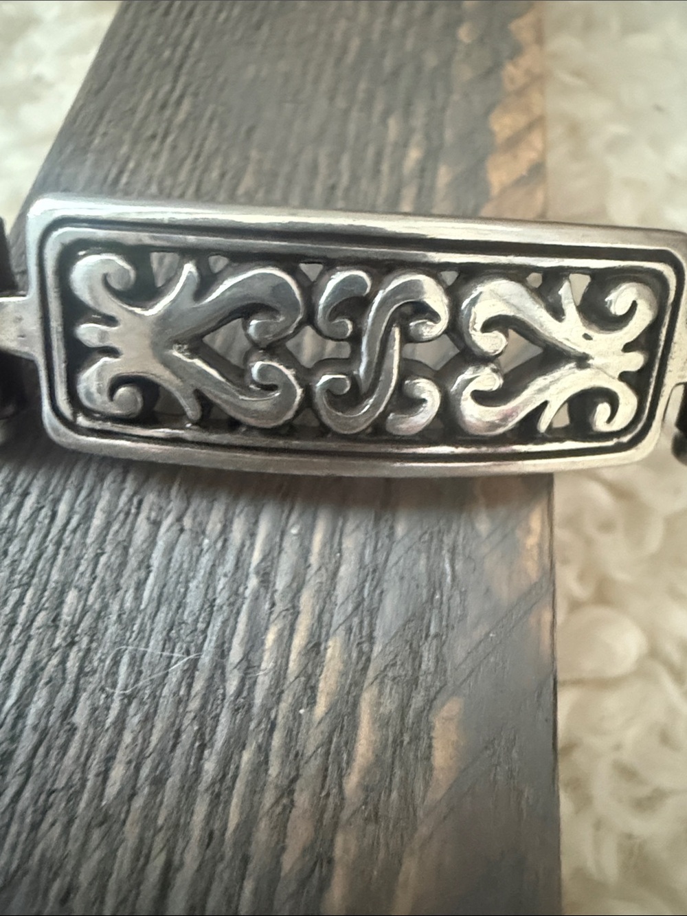 Brighton Brown Leather Bracelet with Silver Ornate Plate - Picture 5 of 5